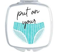 Put on your big girl knickers statement (pants style nine) compact pocket mirror - silver squared shape