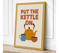 Put the Kettle On Retro Canvas Wall Art Print 18x12 Inch