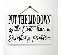 Put The Lid Down The Cat Has A Drinking Problem Sign Bathroom Wall Shelf Decor Close Commode Lid Retro Metal Tin Sign 8X12 Inches
