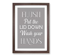 Put The Lid Down Typography Framed Print | A2 Walnut Framed Wall Art | Ready to Hang | Modern Positive Affirmations Picture | Living Room Bedroom Lounge Office