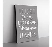 Put The Lid Down Typography Quote Canvas Wall Art Print Ready to Hang, Framed Picture for Living Room Bedroom Home Office Décor, 50x35 cm (20x14 Inch)