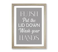 Put The Lid Down Typography Quote Framed Print | A4 Oak Framed Wall Art | Ready to Hang | Modern Positive Affirmations Picture | Living Room Bedroom Lounge Office
