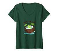 Put The Lime in The Lime Tropical Cocktail Fun V-Neck T-Shirt, Women, Forest Green, XXL