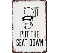 Put The Seat Down Funny Bathroom Rules Tin Signs Toilet Seat Down Bathroom Rules Sign Vintage Prints Bath Signs Wall Art Decor Rustic Laundry Room Decor For Bathroom 8x5.5 Inch