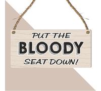 Put the Seat Down Funny Bathroom Sign - Quirky Toilet Plaque for Men - Hilarious Hanging Restroom Decor - Wooden Wall Sign with Twine for Home, Guest Bathroom, Airbnb, Office & Shared Spaces