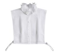 Putaowor Detachable Dickey Collar Blouse Ruffled Fake Collar Inserts Elegant Victorian Chiffon Women White L