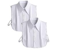 Putaowor Detachable Dickey Fake Collar Blouse Half Shirts Faux False Collar Inserts Tops for Women Big Neckband White L 2Pack