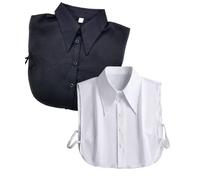 Putaowor Detachable Dickey Fake Collar Blouse Half Shirts Faux False Collar Inserts Tops for Women Big Neckband White/Black M