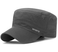 Putcuku Army Cadet Flat Top Cap for Men Quick Dry Mesh | Military Style Breathable Short Bill Sun Hat for Outdoor Summer Hiking Beach