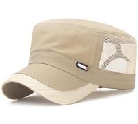 Putcuku Army Cadet Flat Top Cap for Men Quick Dry Mesh | Military Style Breathable Short Bill Sun Hat for Outdoor Summer Hiking Beach