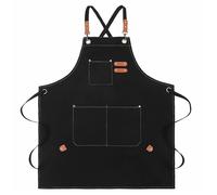 Putcuku Chef Apron for Men Women with Pockets,Cross Back Cotton Canvas Plus Size Apron for Cooking BBQ Baking Gardening