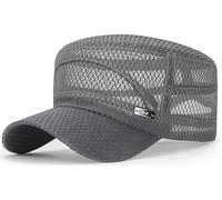 Putcuku Mesh Flat Top Cadet Cap for Men Adjustable | Breathable Military Style Sun Hat for Summer Outdoor Hiking Beach Daily Wear