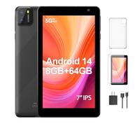 PUTECCH Tablets 7 inch Android 14 Tablet 2024 Newest, 8GB+64GB 1TB Expand,Octa-Core Processor, 5G Wi-Fi 6, 2MP+8MP Dual Camera, 1024 * 600 IPS HD Screen,Bluetooth,3500mAh BatteryTablet PC,Black