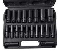 Putentfun 20PCs Deep Impact Socket Set 1/2 Inch, CR-V Drive Master Deep Impact Socket Set 8mm - 32mm, Metric, 6 Point with Black Strong Case