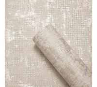 Putentfun 3D Concrete Cement Effect Wallpaper Retro Industrial Style with Metallic Silver Glitter Textured Wallpaper Decorative Luxury Wall Paper for Living Room, Bedroom, Fireplace Light Brown