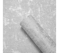 Putentfun 3D Concrete Cement Effect Wallpaper Retro Industrial Style with Metallic Silver Glitter Textured Wallpaper Decorative Luxury Wall Paper for Living Room, Bedroom, Fireplace Grey