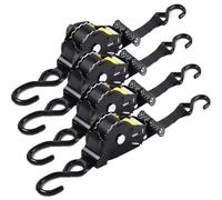 Putentfun 4 Pack Auto Retractable Ratchet Straps Each 2.5cm X 3m Strap Boasts a 1500lbs/680kg Break Strength,Featuring Weather Resistant Safety S-Hooks, Heavy Duty Tie Down Perfect for Any Hauling Job