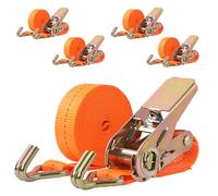 Putentfun 4 x 1000 KG Ratchet Straps with Double Hooks,4M x 25mm Heavy Duty Ratchet Strap Tensioning Belts Adjustable Cam Buckles Strap Lashing Straps for Car Roof Rack/Vans/Motorcycle/Luggage