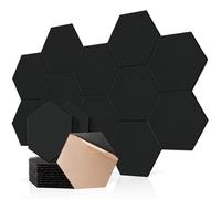 Putentfun 48 Pack Hexagon Acoustic Panels Self-adhesive,12"x10"x0.4" High Density Sound Proofing Panels for Walls, Sound Deadening Insulation Treatment Sound Absorbing for Studio, Office, Home, Black