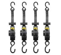 Putentfun 4Pcs Retractable Ratchet Tie Down Straps - 680kg Guaranteed Max Break Strength, Includes 2.5 cm x 3 m Autoretract Tie Downs with Padded Handles. Use for Boat, Securing Cargo
