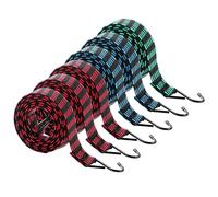 Putentfun 6pcs Bungee Cords with Hooks Heavy Duty 1m/2m/3m Long Bungee Straps Elastic Rope Luggage Bungee Straps Anti-slip Flat Elasticity Rubber Straps for Luggage Camping Roof Racks Moving Cargo