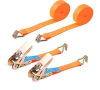 Putentfun 800kg Tie Down Straps with Ratchet and Hook - 5 m x 25 mm Tie Down Strap TÜV/GS Certified with Ratchet Straps with Cam Buckle for Motorcycles, Car, Trailers, Household - 2Pcs