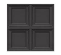 Putentfun Black Wood Panel Effect Wallpaper - Realistic 3D Wooden Panelling Effect Textured Retro Embossed Tartan for Living Room Bedroom Feature Wall