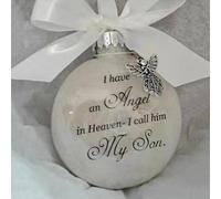 Putentfun Christmas Memorial Baubles Ball - 'I Have an Angel in Heaven' Small Angel Plastic Bauble Pendant, Tree Remembrance Decorations Bereavement Gift (My Son)