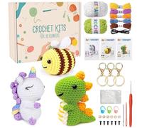 Putentfun Crochet Kit for Beginners,Beginner Crochet Kit,3 PCS Animals Crochet Kit for Starters Adults with Step-by-Step Video Tutorials for DIY Craft Creations,Complete Crochet Starter Kit