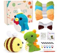 Putentfun Crochet Kit for Beginners,Beginner Crochet Kit,3 PCS Animals Crochet Kit for Starters Adults with Step-by-Step Video Tutorials for DIY Craft Creations,Complete Crochet Starter Kit