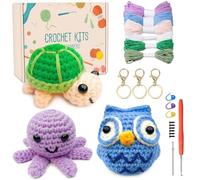 Putentfun Crochet Kit for Beginners,Beginner Crochet Kit,3 PCS Animals Crochet Kit for Starters Adults with Step-by-Step Video Tutorials for DIY Craft Creations,Complete Crochet Starter Kit