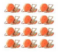 Putentfun Heavy Duty Ratchet Strap with Double Hooks,12 Sets 2000kg 6M x 38mm Adjustable Ratchet Tie Down Straps for Vans Cargo Luggage Motorcycle Moving Appliances