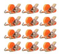 Putentfun Heavy Duty Ratchet Strap with Double Hooks,12 Sets 800kg 5M x 25mm Adjustable Ratchet Tie Down Straps for Vans Cargo Luggage Motorcycle Moving Appliances