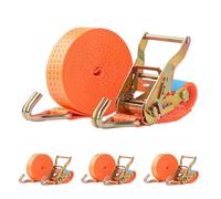Putentfun Heavy Duty Ratchet Strap with Double Hooks,4 Sets 2000kg 6M x 38mm Adjustable Ratchet Tie Down Straps for Vans Cargo Luggage Motorcycle Moving Appliances