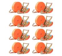 Putentfun Heavy Duty Ratchet Strap with Double Hooks,8 Sets 2000kg 6M x 38mm Adjustable Ratchet Tie Down Straps for Vans Cargo Luggage Motorcycle Moving Appliances