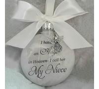 Putentfun Memorial Bauble 'I Have an Angel in Heaven' - Christmas Tree Remembrance Decoration, Small Angel Plastic Pendant, Bereavement Gift for Niece