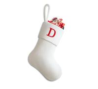 Putentfun Personalised Christmas Stockings,Monogram Christmas Stockings with Letters,Embroidered Xmas Stockings Decorations for Christmas Holiday,Xmas Gift,Christmas Mantel Hangings - e White D