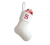 Putentfun Personalised Christmas Stockings,Monogram Christmas Stockings with Letters,Embroidered Xmas Stockings Decorations for Christmas Holiday,Xmas Gift,Christmas Mantel Hangings - e White S
