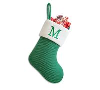 Putentfun Personalised Christmas Stockings,Monogram Christmas Stockings with Letters,Embroidered Xmas Stockings Decorations for Christmas Holiday,Xmas Gift,Christmas Mantel Hangings - e Green M