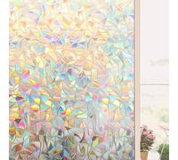 Putentfun Rainbow Window Film Privacy Stained Glass Window Film Non-Adhesive 3D Static Cling Self-Adhesive Window Vinyl Rainbow Film Glass Stickers 60x200cm
