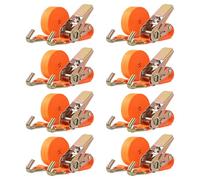 Putentfun Ratchet Straps 8Pack, 1000KG Tie Down Straps, 4M x 25mm Ratchet Straps with Hook Lashing Strap for Motorcycles, Car, Trailer, Cargoes, Household