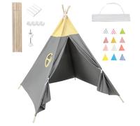 Putentfun Teepee Tent for Kids,Teepee Tent with Bunting Carry Bag,160cm,Foldable Children Play Tent for Girl and Boy,Grey Canvas Tipi Playhouse Toy for Indoor and Outdoor Games,Garden Beach Wigwam