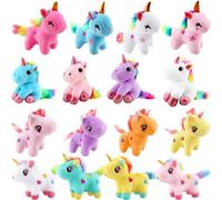 Puteraya 16 Pack Mini Stuffed Unicorn Animal Toys Small Rainbow Plush Unicorn Toys Bulk for Christmas Easter Wedding Birthday Party (Colour Set 3)