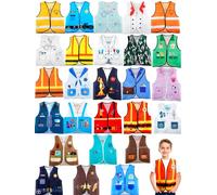 Puteraya 26 Pcs Kids Community Helper Dress Up Vest Bulk Occupation Costumes Role Play Career Cosplay Clothes for Kids Career Day Halloween Doctor Police Fireman Pretend Play