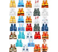 Puteraya 30 Pcs Kids Community Helper Dress Up Vest Bulk Occupation Costume Career Cosplay Clothes for Kids Toddlers Pretend Role Play