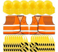Puteraya 54 Pcs Kids Construction Party Dress Up Set Includes 12 Pcs Construction Worker Vests 12 Pcs Construction Hats and 12 Pcs Tote Bags for Kids Halloween Birthday Party Cosplay