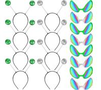 Puteraya 8 Pairs Alien Costume Accessories Alien Headband and Glasses Includes 8 Alien Headband 8 Alien Rainbow Lens Sunglasses for Adults Kids Halloween Cosplay Party Costumes