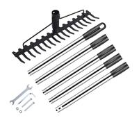 Puthernm 17 Steel Teeth Metal Head Rake Soil Scarifier with Stainless Steel Handle for Collecting Leaves and Leveling Your Lawn Easy Install Easy to Use