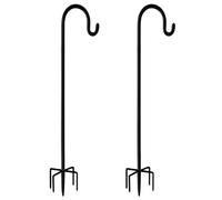 Puthernm 2pcs 48inch Outdoor Shepherd's Hook, Heavy Duty Bird Feeder Post for Hanging Lanterns, Bird Feeders with 5-Foot Base