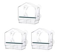 Puthernm 3X Window Bird Feeders with Strong Suction Cups, Clear Bird Feeder Bird House with 2 Compartment Removable Tray